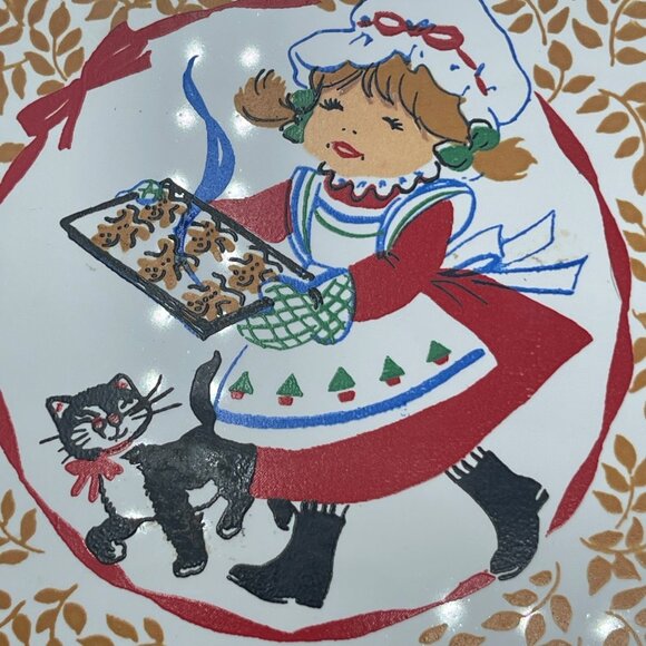 Vintage Jasco Taiwan Ceramic Tile Trivet Set of 2 Christmas Boy Girl Baking - Picture 8 of 9